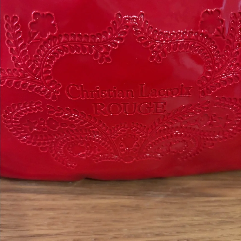Christian LaCroix Rouge Glossy Red Pouch Makeup Bag Avon Approx 9”x 5”x3”